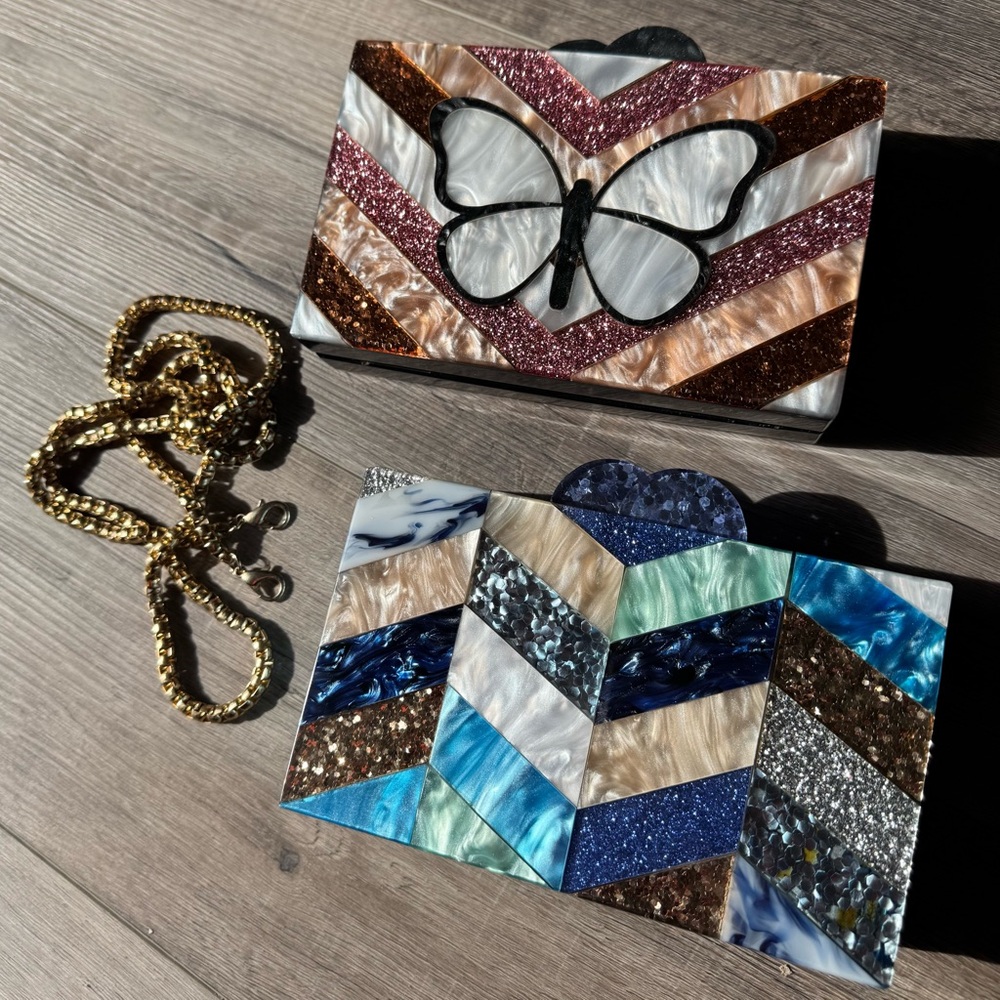 Elizabeth Sutton Collection Butterfly & Chevron Clutches (Set of 2)
